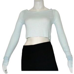 Light Blue Long Sleeve Crop Top